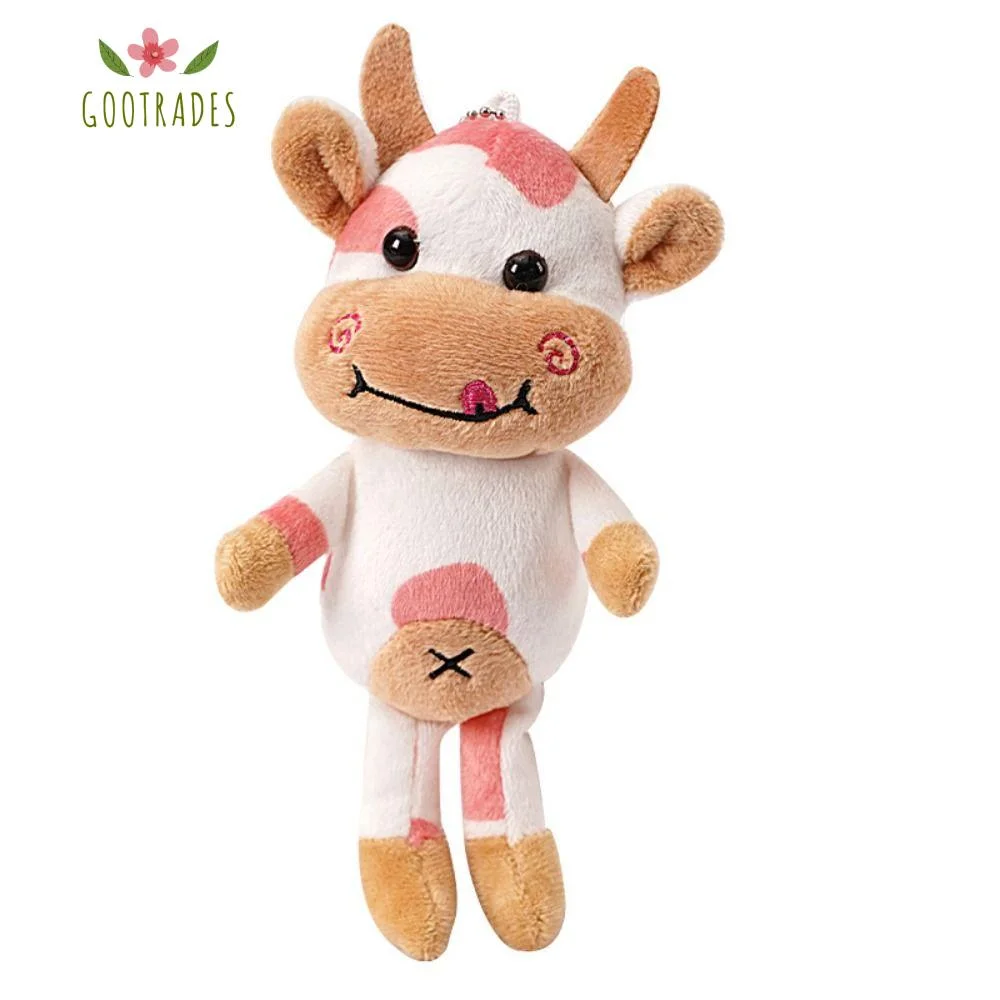 Cute Milk Cow Plush Toy Animal Stuffed Doll Keyring Festival Birthday Gift Kawaii Decor Plush Keychain Toys for Boys Girls