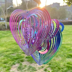 Love Heart Butterfly Wind Spinners Rotating Wind Chime for Garden Yard Balcony Decoration Outdoor Sun Catchers Hanging Ornaments