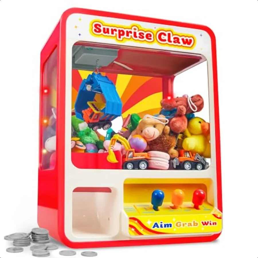 

JOYIN Claw hine Arcade Toy with LED Light Adjustable Sound Rechargable Dispenser Toys Mini Vending hine for Perfect Christmas B