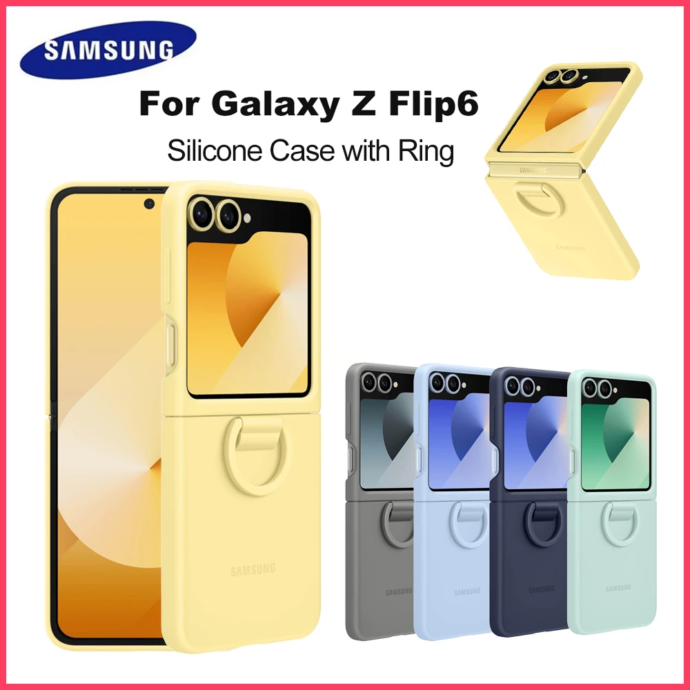 

Original Silicone Phone Case with Ring For Samsung Galaxy Z Flip6 | Z Flip7 FE Silicone Case with Built-in Ring Protective Cover