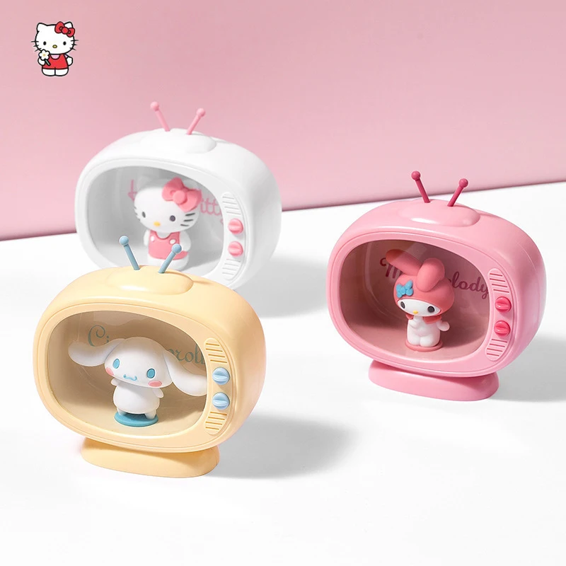 Kawaii Sanrio Anime Figure Cinnamoroll My Melody Hello Kitty Night Light Desktop Tv Model Decorate Ambient Light Christmas Gifts