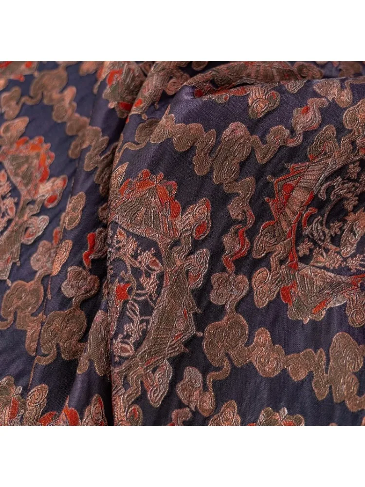 Fioletowo-czerwona rayonowa tkanina żakardowa w kwiaty z lureksem, nowy chiński styl, na koszule, sukienki, qipao, kamizelki, hanfu, akcesoria do szycia DIY
