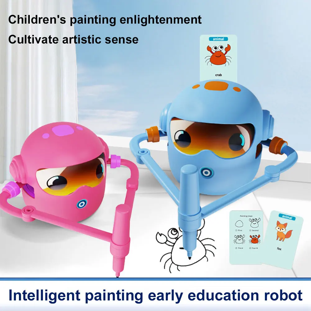 100-kaarten interactieve tekenrobot voor kinderen Vroege educatieve automatische schilderij AI-robots Leren tekenen Art Training Machine Toys