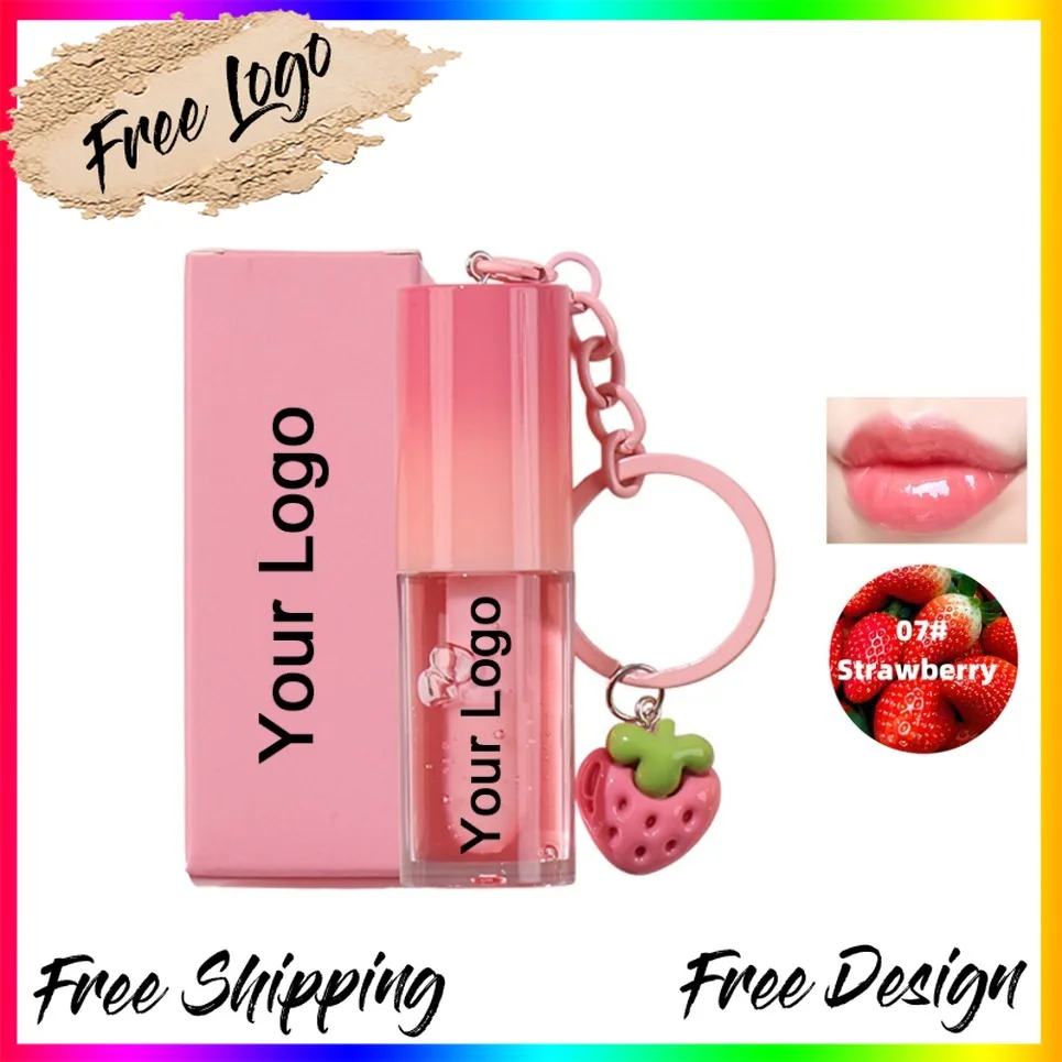 

Веганский макияж, оптовая продажа, прозрачный блеск для губ, частная марка, клубника, фруктовый бальзам для губ, масляный брелок, блеск для губ, индивидуальный логотип