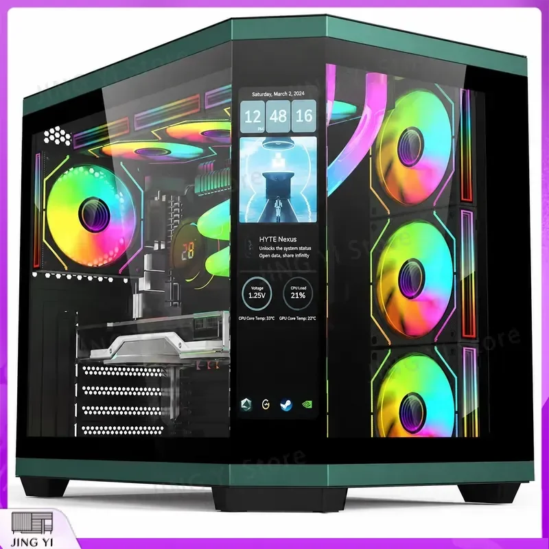 Full Tower ATX Gaming PC Case Tempered Glass Computer Chassis ARGB Fan Support EATX Mid Tower Desktop Cabinet DIY Build