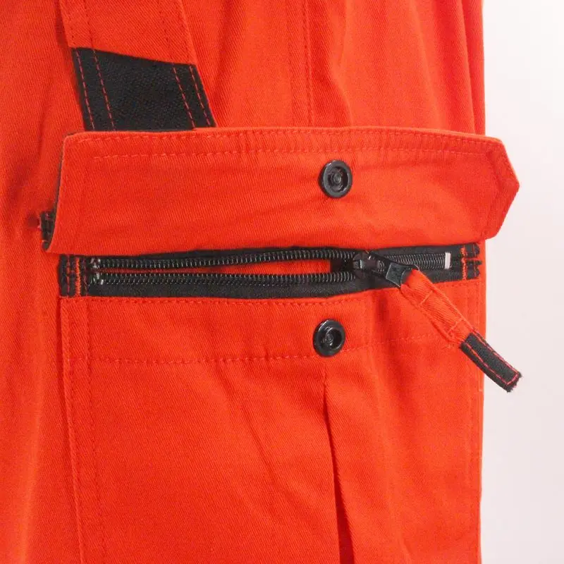 Men Work Uniforms Hi Vis Coveralls Workwear Safety Reflective Tapes Orange Workwear Workshop Mechanical Working Coveralls