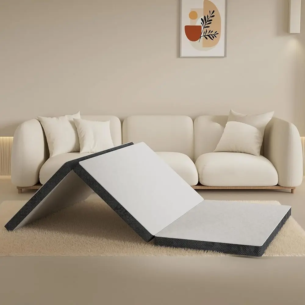 

3 H Tri-Fold Twin Folding Mattr - Luxurious Memory Foam Mattress, Tandem Bedspread, Perfect For College Do And Compact Spaces -