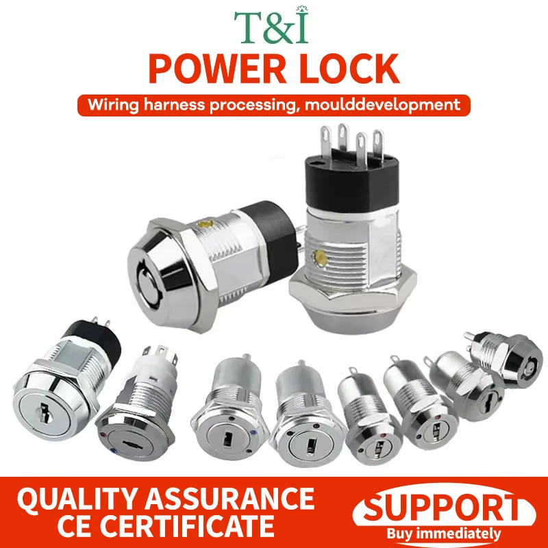 5/10/20sets 12/16/19mm Metal 2pin 4pin Electronic Lock Key Switch 102 135 1203 2801 Power Switch 0.5A250VAC 4A125VAC 2A250VAC