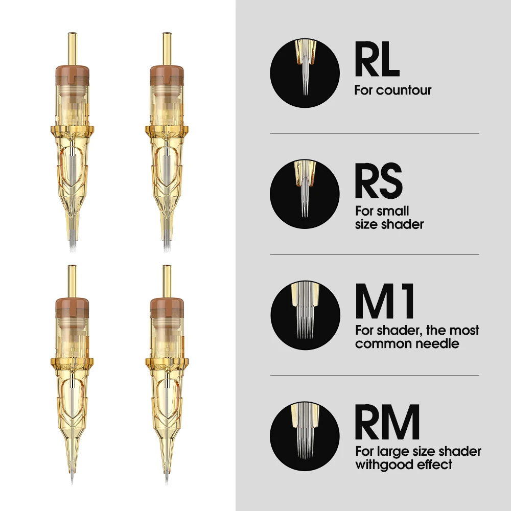 Ambition Glory 20/60/100/200pcs RL Tattoo Needle Cartridge Kit Mix Round Liner Magnum Sterilized Safety For Tattoo Machine Grip