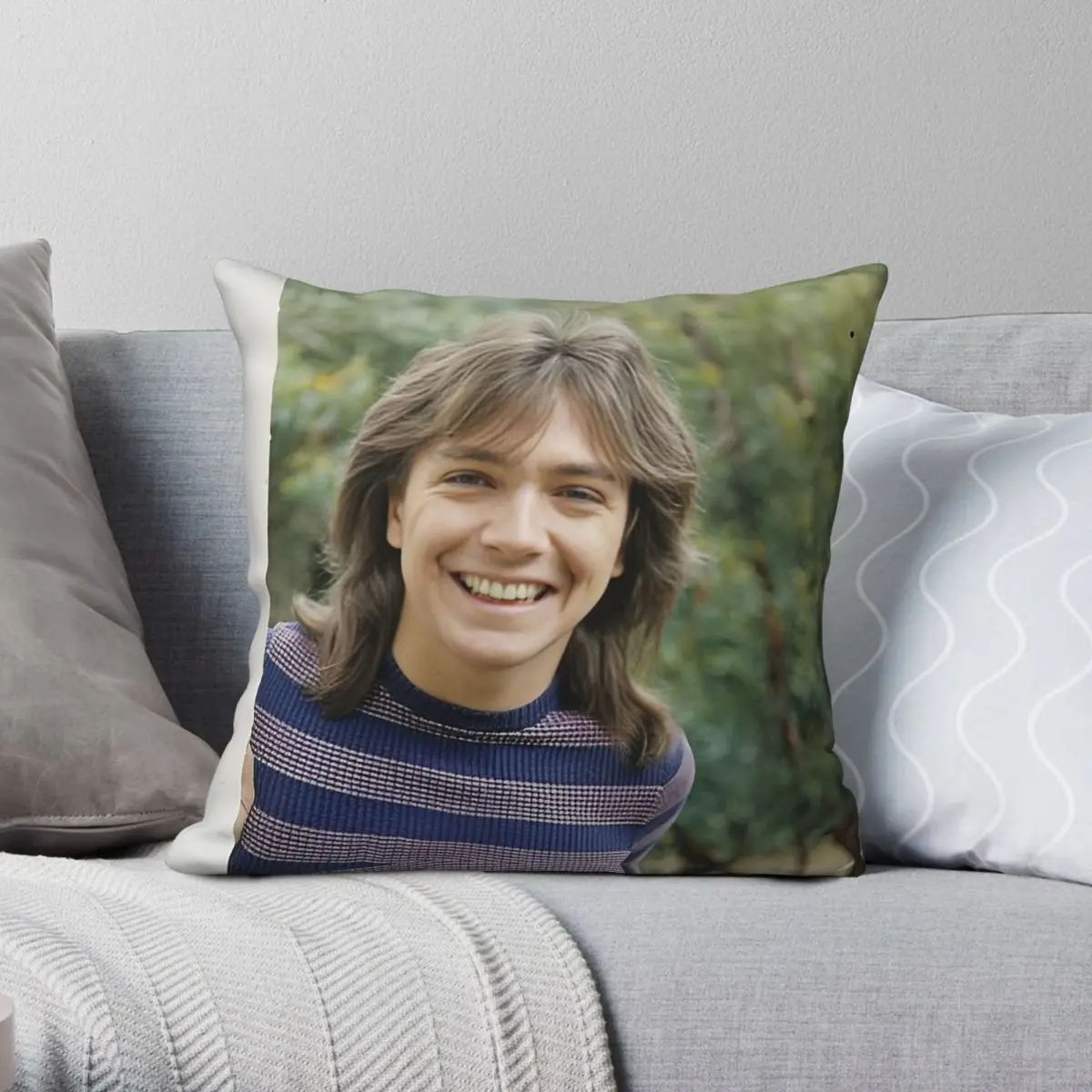 David Cassidy Cute Smile Square Pillowcase Polyester Linen Velvet Creative Zip Decor Home Cushion Case 18