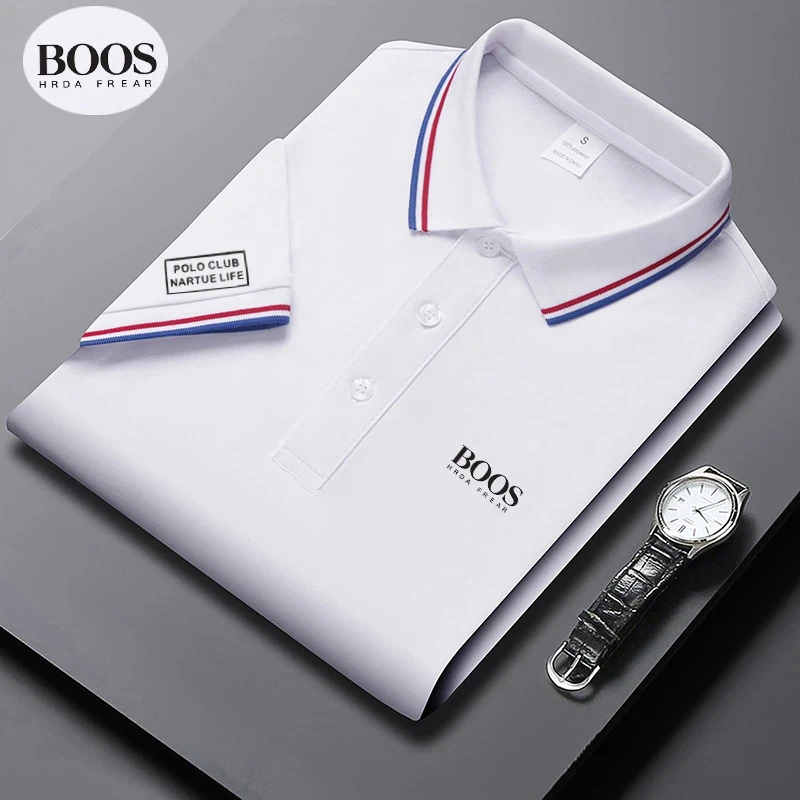 Camiseta Polo Casual BOOS Gold Label, Ropa de Verano, Manga Corta, Estilo Business Casual, Secado Rápido, Transpirable