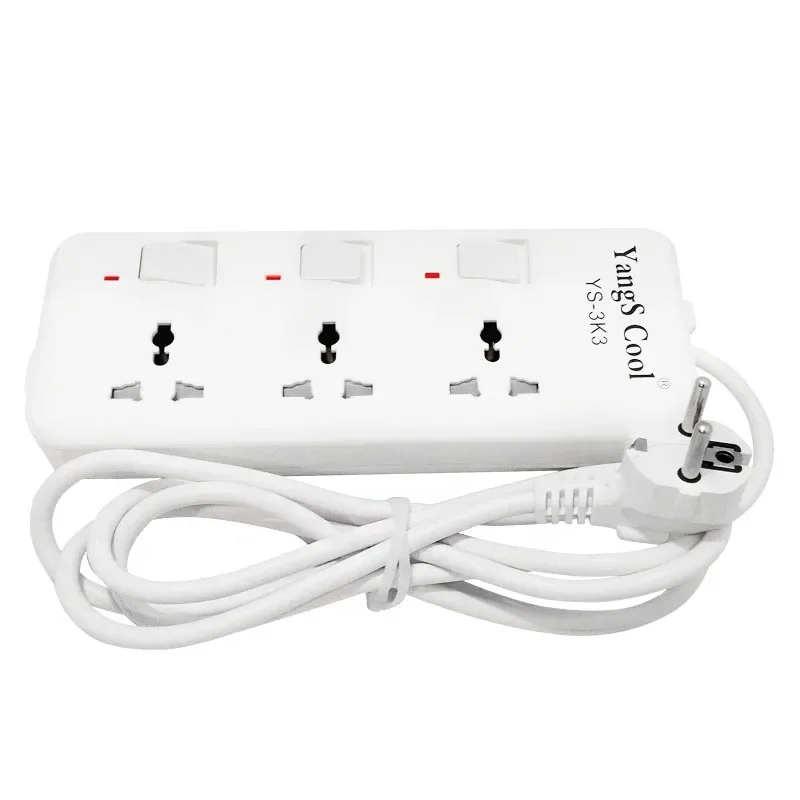 Universal to UK US AU EU Plug multi-purpose 1.5M Wiring board socket High power bank socket Single control switch 10/16A 250V AC