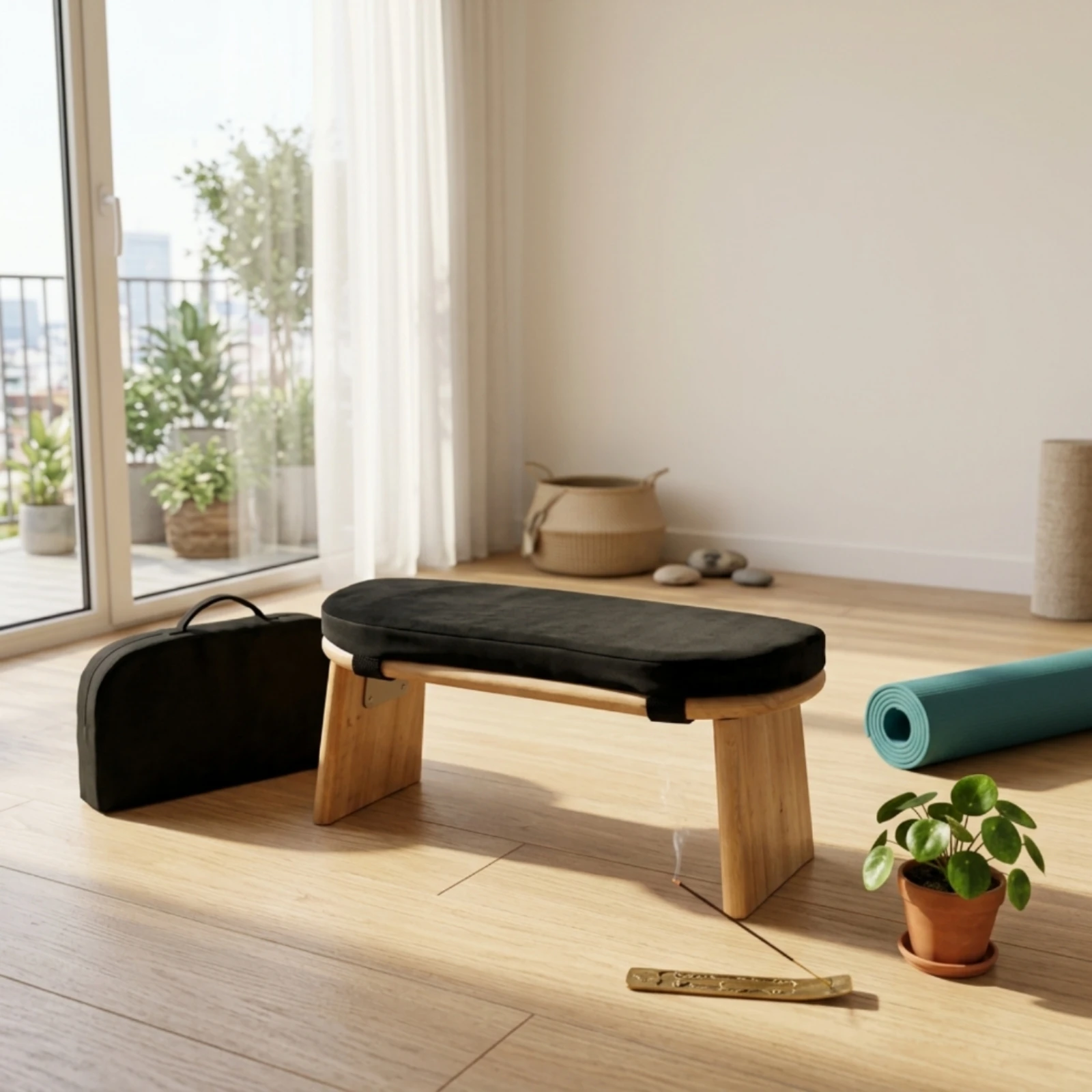Meditation Bench Portable Bag Portable Meditation Bench Furniture Low-Height Product Machine-Washable for Meditators, Prayer