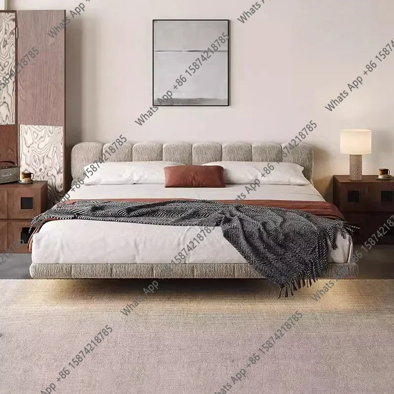 

X30 Puff Bed Suspended Bed Master Bedroom Modern Simple Chenille Cloth Soft Bag Fabric Double Bed 1.8
