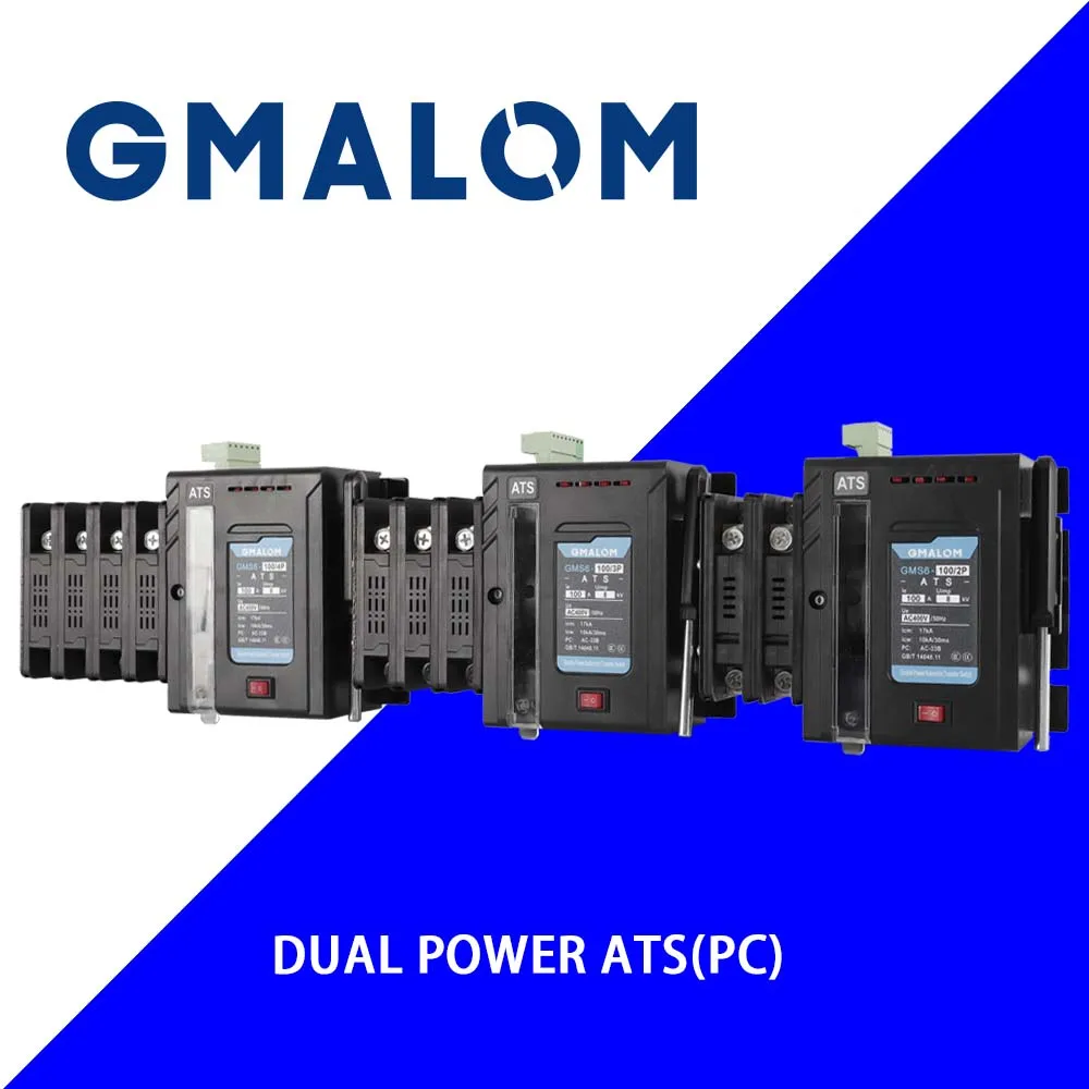 

ATS Track-Mounted Dual-Power Automatic Transfer Switch PC Grade Mini Power Selector Switch 2P 3P 4P 100A 50Hz 400V