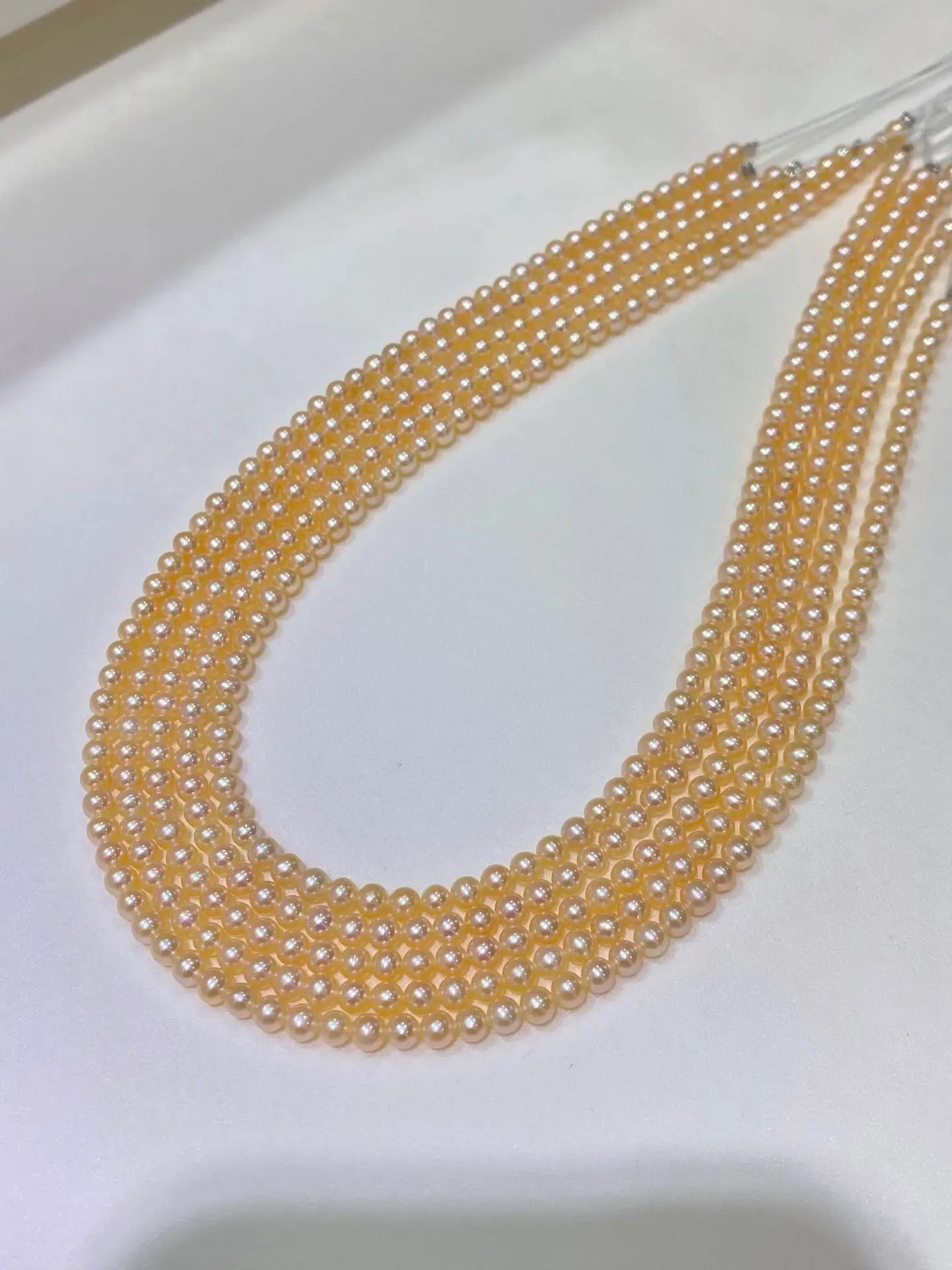 

Certificated Freshwater Orange Pearl String Necklace Untreated Natural Aurora Luster Yellow Baby Pearl 4mm Strand Choker Jewelry