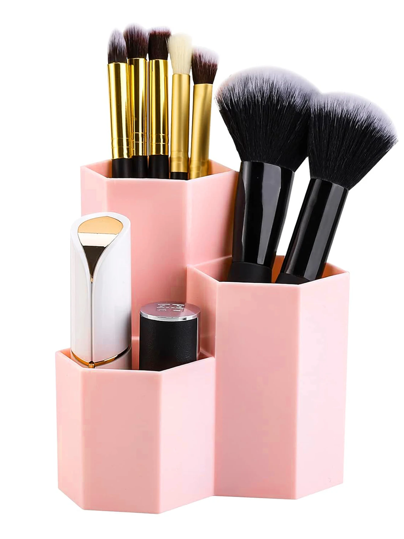 1pc three-compartment storage box, suitable for desktop office supplies and accessories, as well as makeup brush storage