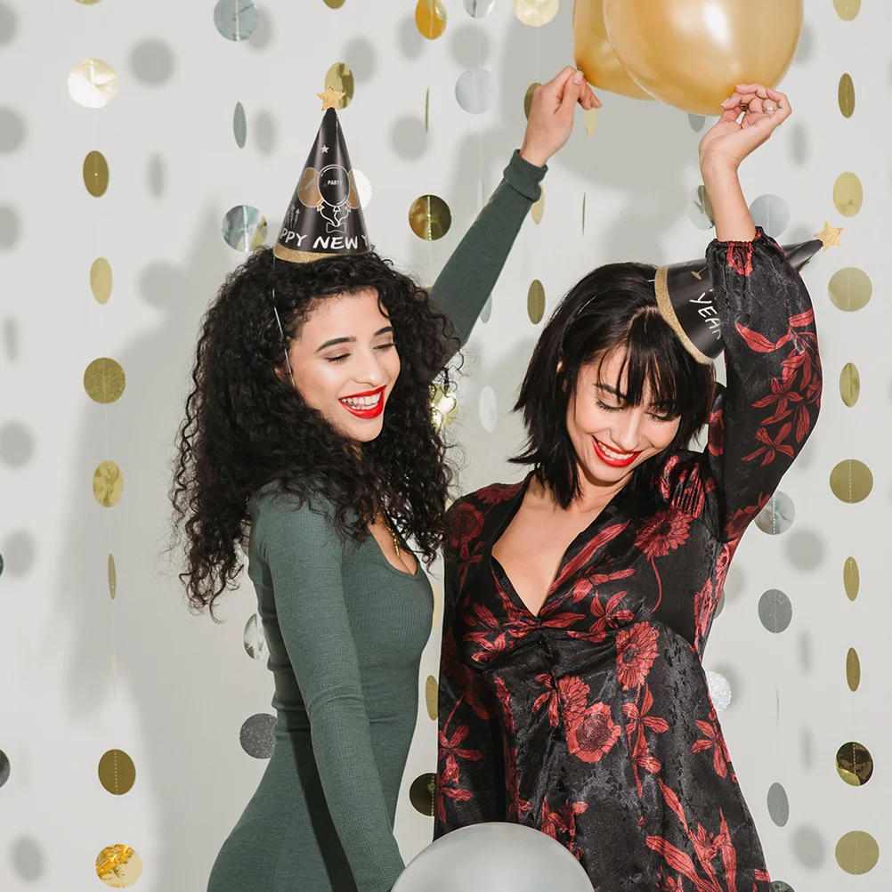 

12 Pcs New Year Decorations Years Cone Shaped Hat Has Paper Party Hats Eve Caps