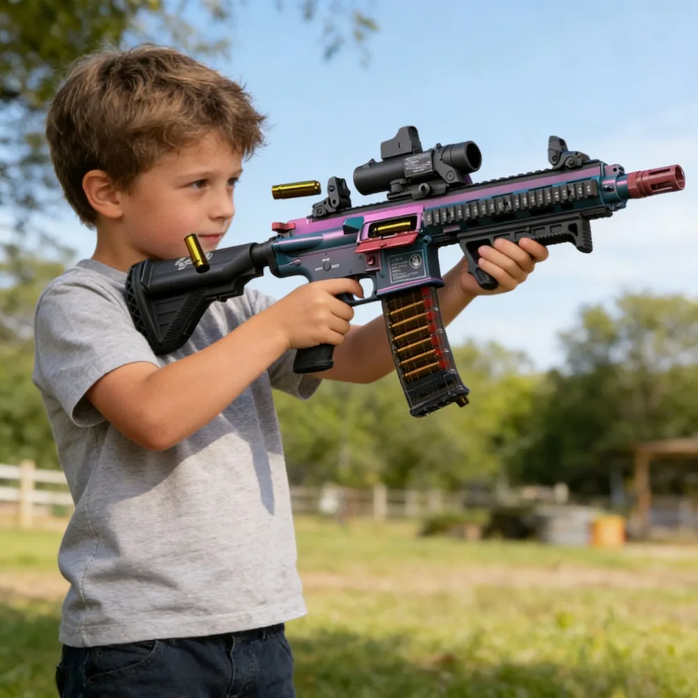M4A1/M416 Electric Continuous Firing Shell Throwing Soft Bullet Toy Gun Assault Rifle Outdoor Shooting Games Christmas Gift