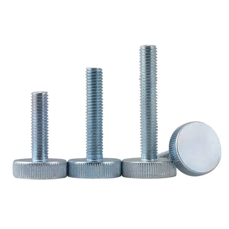 Оцинкованный винт из углеродистой стали с накаткой и плоской головкой M3-M10 GB835 с ручным затяжкой для стекла для штор DIN653