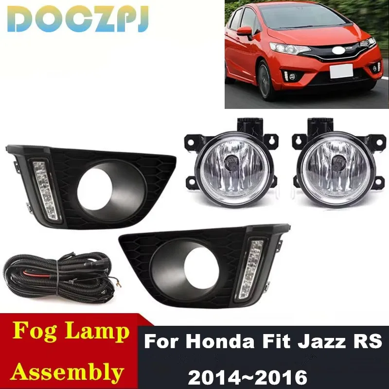

1Set Car LED DRL Daytime Running Light Driving Fog Lamp Assembly Kit For Honda Fit Jazz RS 2014 2015 2016