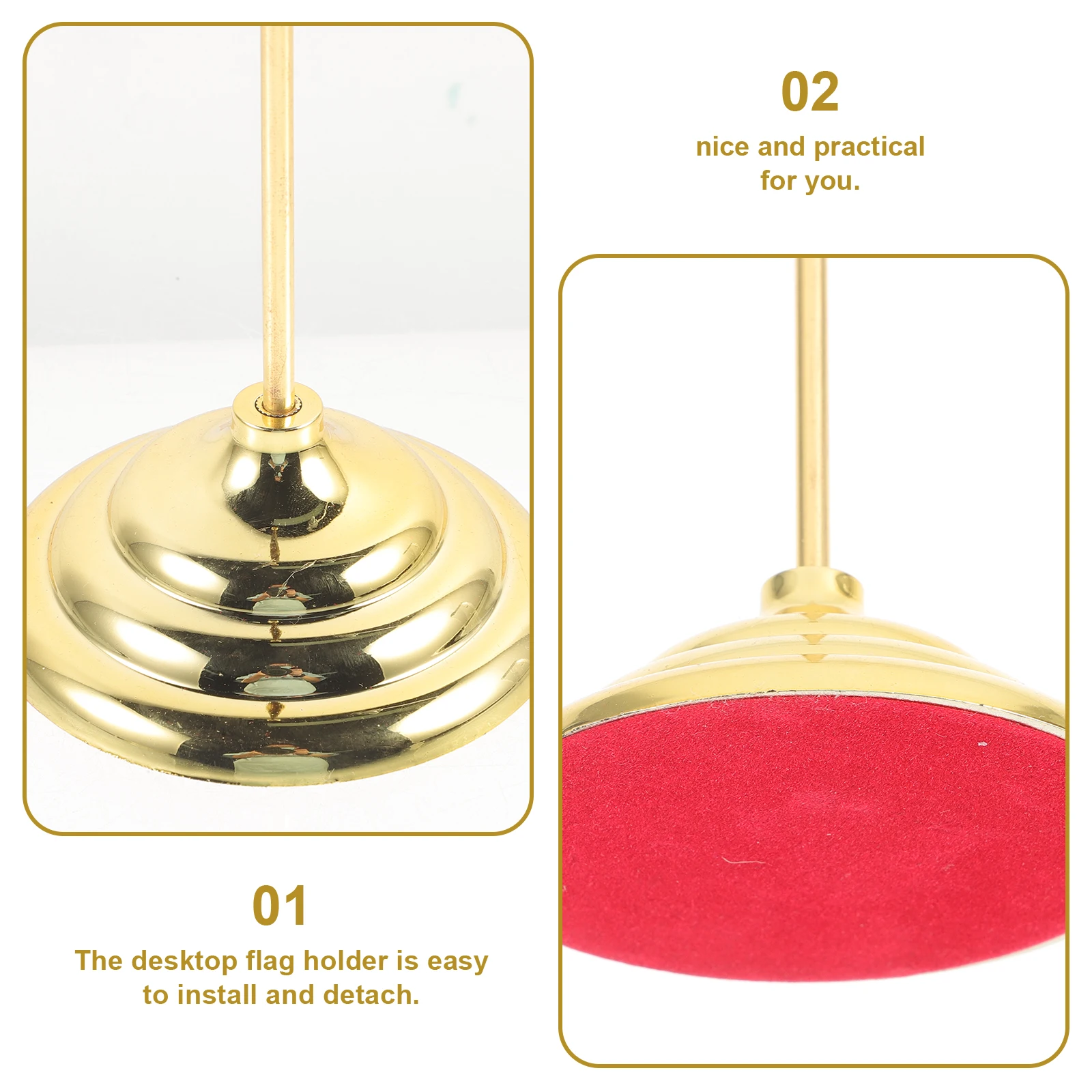 

2Pcs Desktop Flag Holder Stable Material Durable Long Time Use Indoor Decorative Stand Flag Pole Brackets for Railing