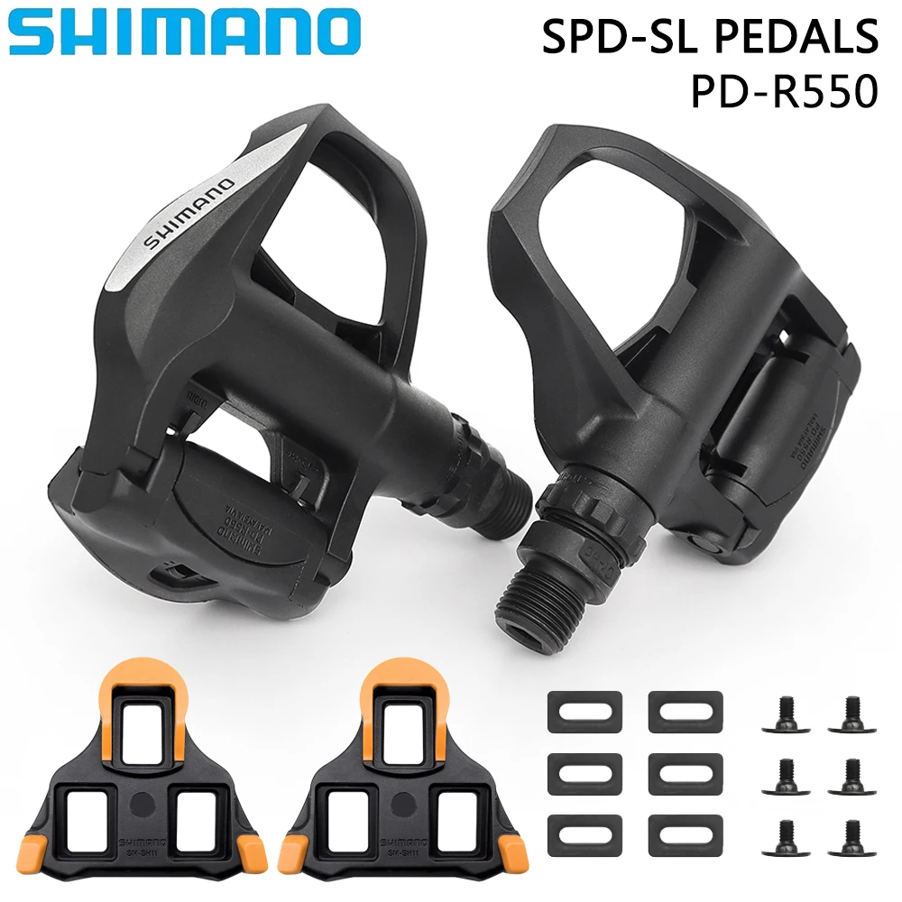 

Педаль SHIMANO SPD-SL PD-R550, педаль для шоссейного велосипеда, широкая платформа, односторонние самоблокирующиеся педали с шипами SH11, оригинальные детали