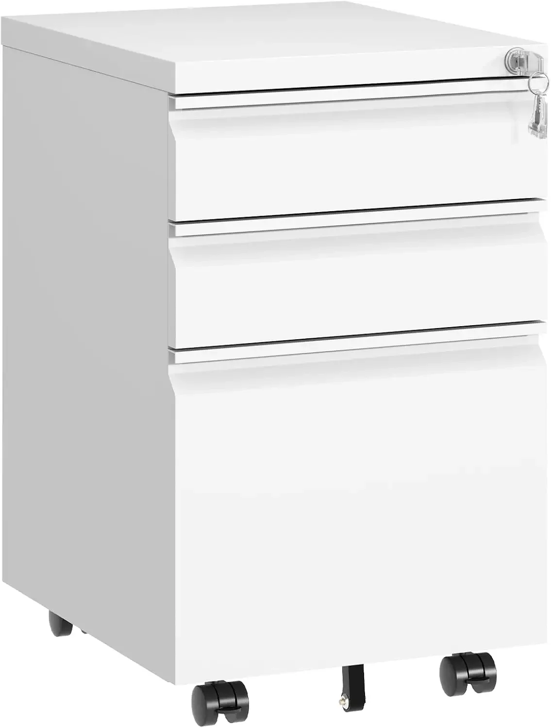 Small File Cabinet for Home Office,Metal Mobile Organizer Letters/Legal/A4 | Fully Assembled,Under Desk,Rolling,Central Locking