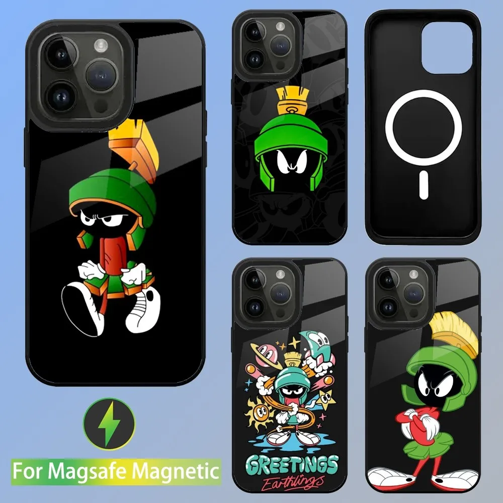 M-Marvin The Martian-N Phone Case Strong Magnetic for iPhone 15 16 14 13 Pro Max 11 12 Mini Magsafe Wireless Charging Cover