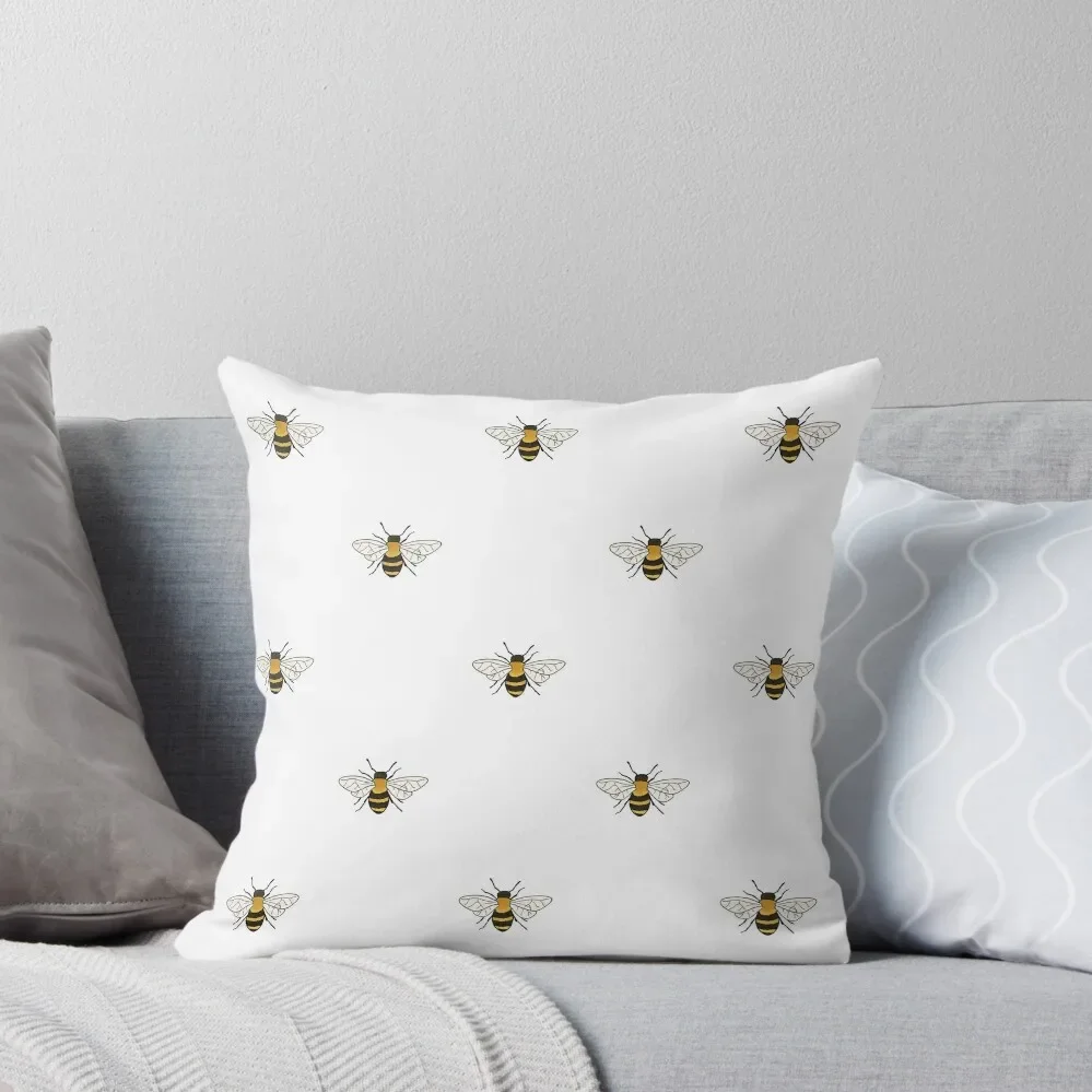 

Bees on White - simple repeat pattern Throw Pillow Christmas Covers For Cushions ornamental pillows pillow