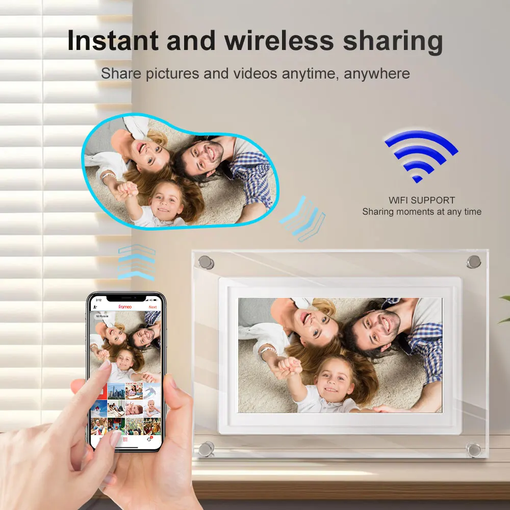 7 Inch WiFi Cloud Touch Digital Picture Frame 32G memory IPS HD Cloud Smart Digital Photo Frame phone app