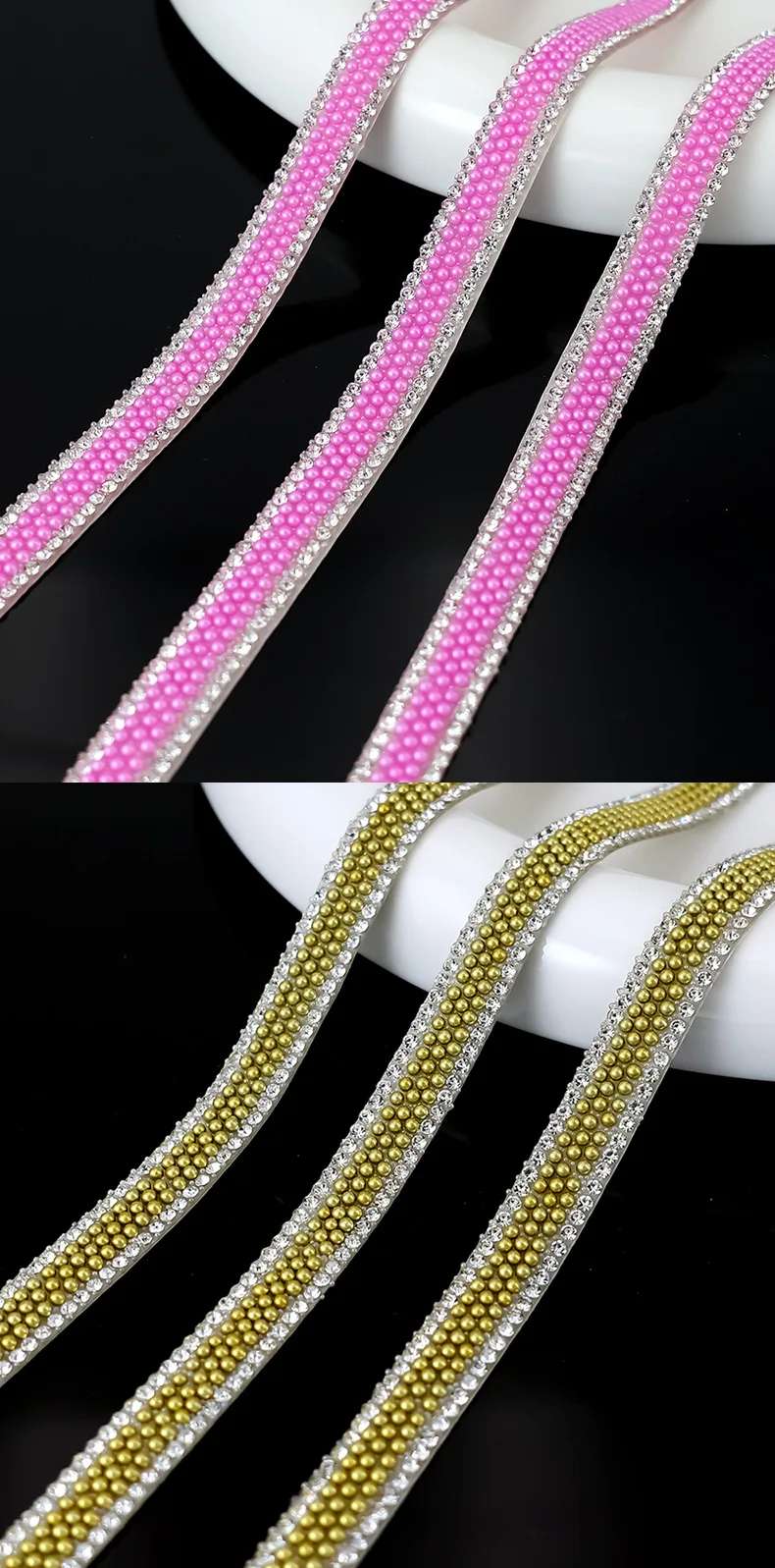 10 Yard Strassbänder Glitzer Kristall Diamant DIY Handwerk Selbstklebende Perlenrolle Hochzeit Party Festival Geschenk Dekoration – Detail 5