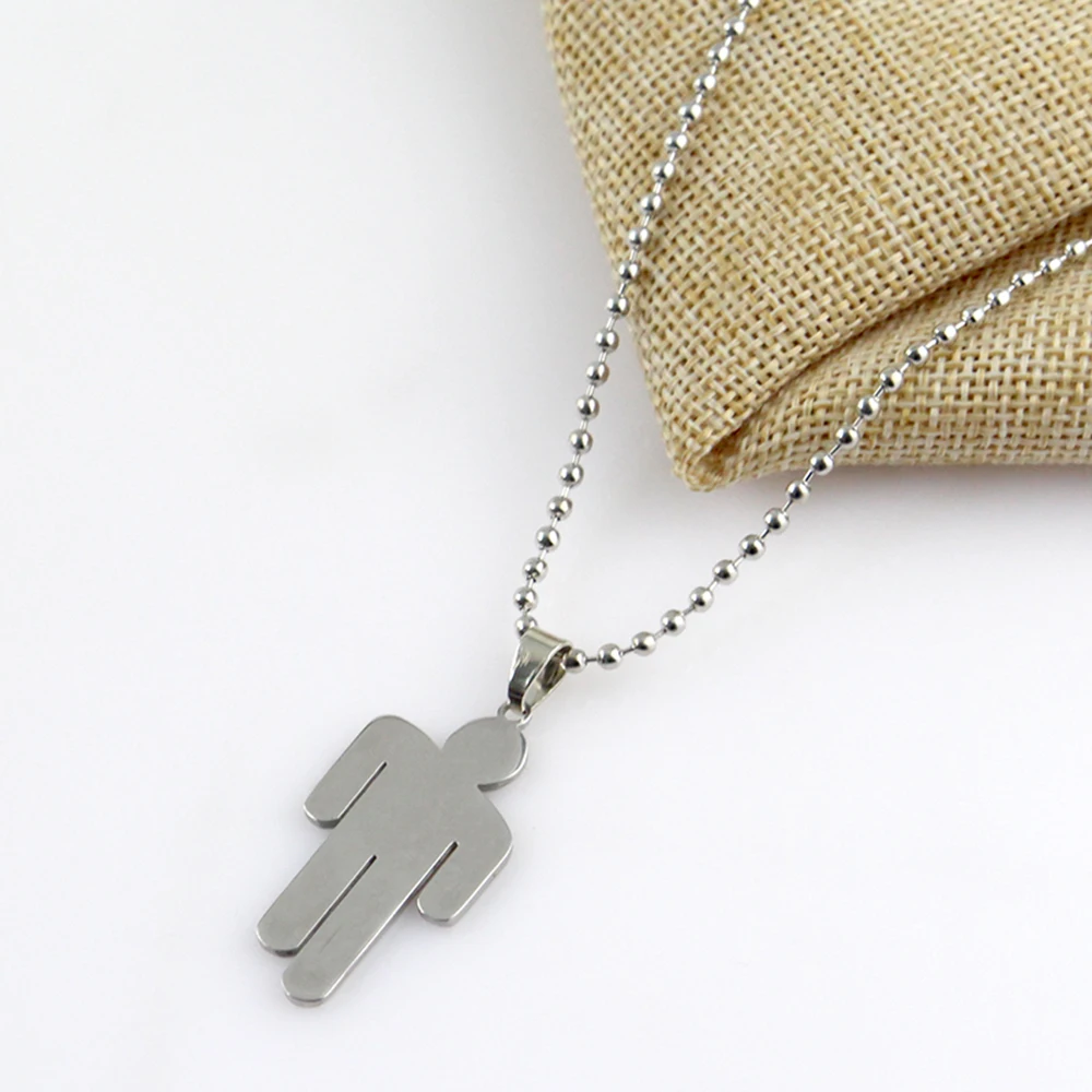 Stainless Steel Skew Head Tag Pendant Necklaces for Men Women Wholesale Hip Hop Jewelry image 2