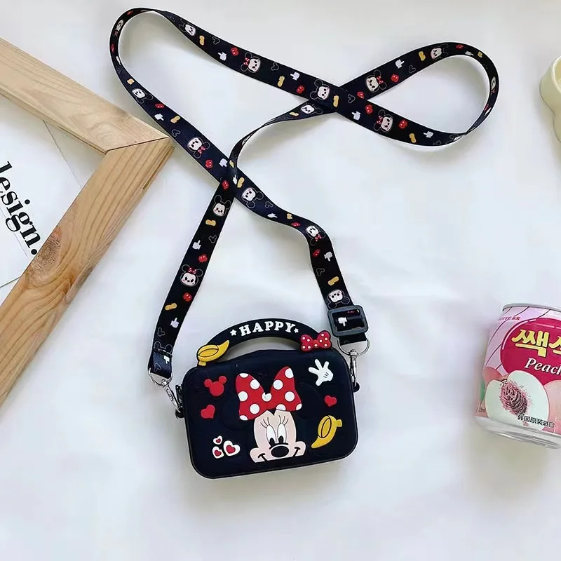 Dompet Koin Silikon Anak-anak Kartun Lucu Tas Selempang Bahu Mickey Minnie Cetak Anak-anak Kasual Tas Persegi Kecil