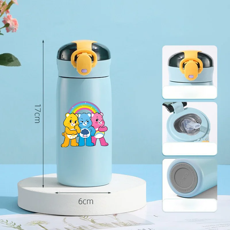 320ML Zorg Beren Kinderen Roestvrijstalen Thermische Fles Draagbare Kinderen Stro Mok Cartoon Anime Waterflessen Verjaardagsfeestje Geschenken