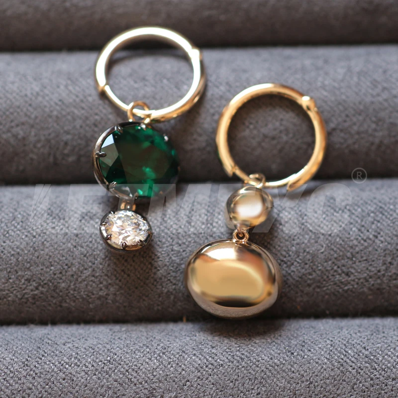 

Серьги-кольца LETMEXC Signature, асимметричные, выращенные в лаборатории, изумруд, рубин, сапфир, муассанит, бриллиант, гипсет