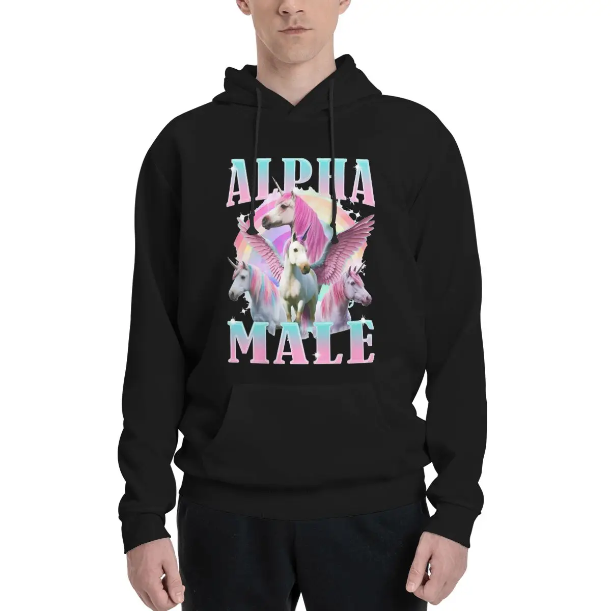 

Mens Womens Alpha Male Unicorn Funny Meme Hoodie Hooded Collar Drawstring Hoodies Pullover Sweatshirts Long Sleeve Shirts