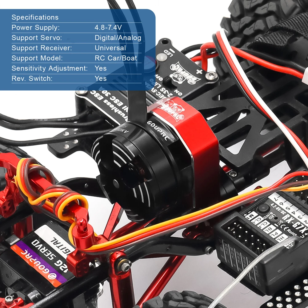 Motor Outrunner sin escobillas 2204 2400KV con transmisión y ESC sin escobillas 30A para SCX24 RC Crawler Axial 1/24 RC Car Truck