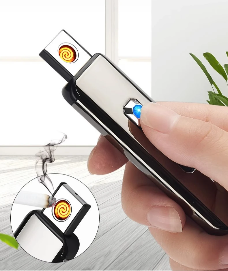

New Portable USB Push Button Charging Lighter Electronic Windproof Cigarette Lighter