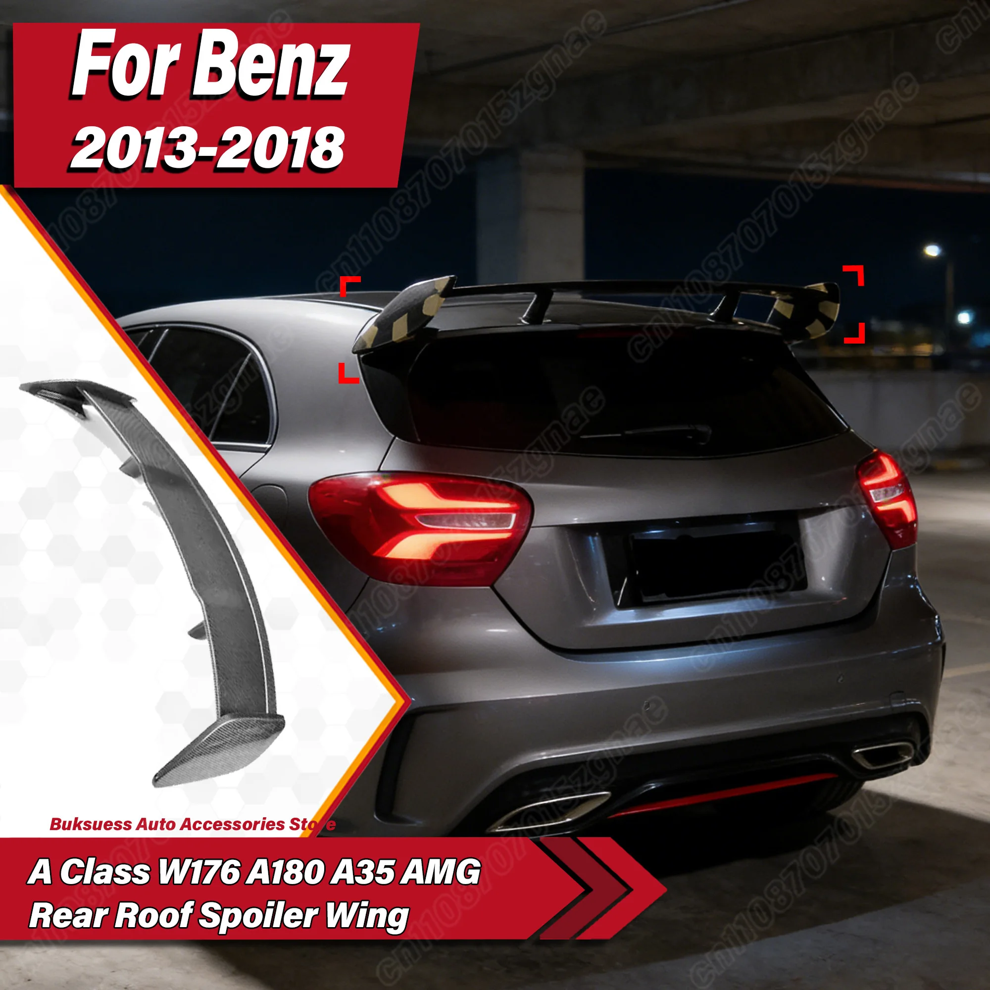 

For Mercedes-Benz A Class W176 A180 A35 AMG 2013 2014 2015 2016 2017 2018 Auto Rear Roof Spoiler Wing Body Modification Kit