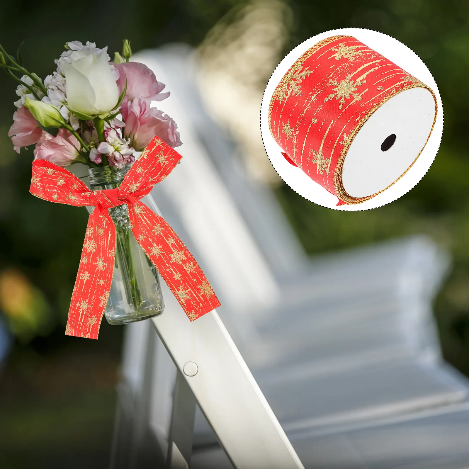 

Christmas Ribbon 10 Yards Assorted Colors Snowflake Elements DIY Crafting Gift Bouquet Wrapping Hairband Dresses Decorations