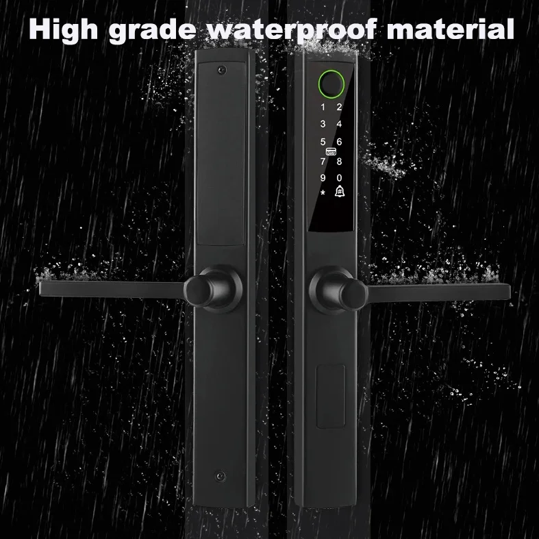 Glomarket Outdoor Waterproof Tuya Sliding Door Digital Fingerprint Smart Door Lock Aluminum Smart Lock