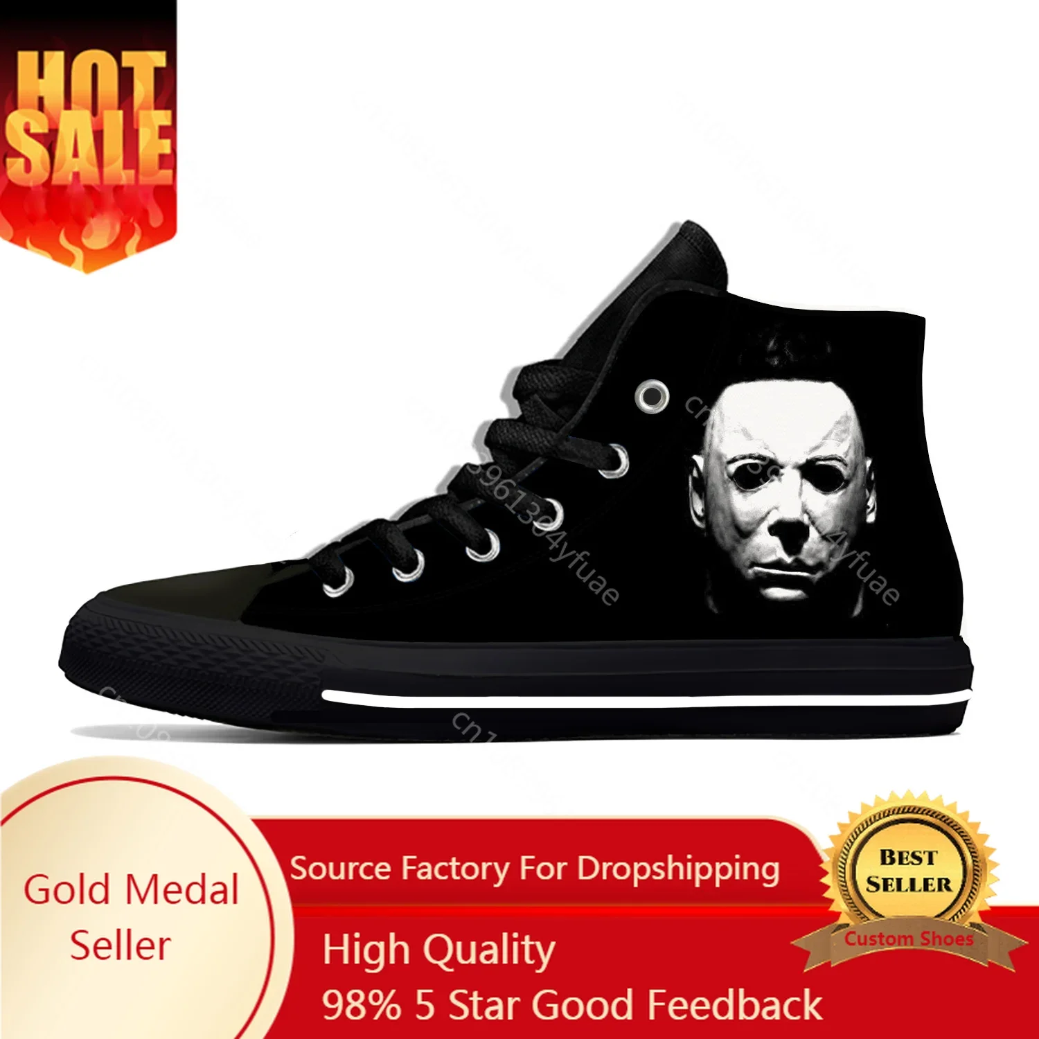 Michael Myers Halloween Horror Scary Cool Fashion Casual Cloth Shoes High Top Lightweight Breathable 3D Print Men Women Sneakers