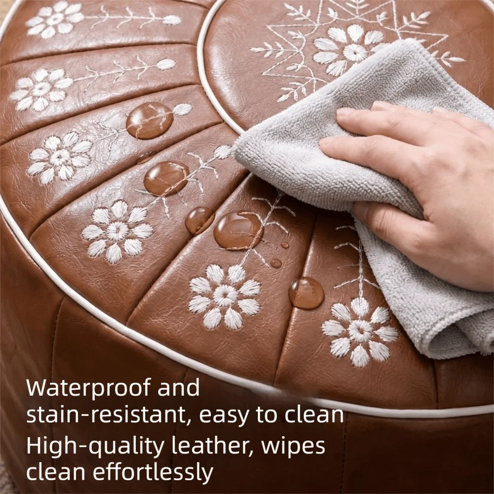 Round Seat Cushion Cover Large Capacity Waterproof Sofa Stool Cover Embroidery Unstuffed Storage Leg Bench Home Furniture