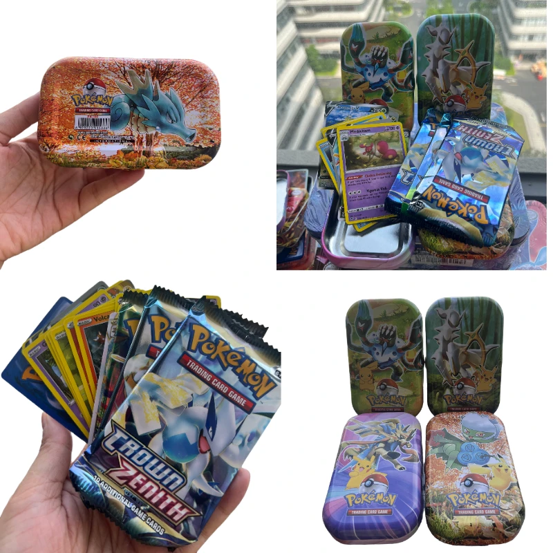 

New 41/48/68/118/210 pcs Iron Metal Box Pokemon Trading Game Card Pokémon SCARLET VIOLET Pokemon Booster Playing Cards Toy Gift