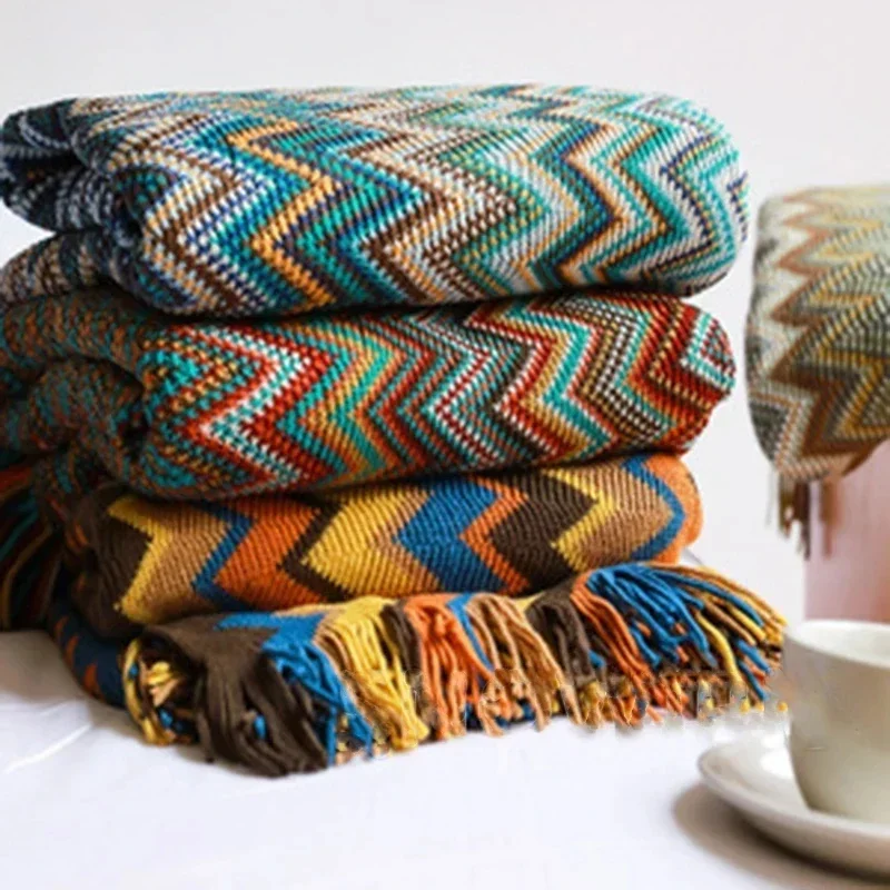 Boho Bett Plaid Decke Geometrie Azteken Baja Decken Ethnische Sofa Abdeckung Schonbezug Dekor Überwurf Wandbehang Tapisserie Teppich Cobertor