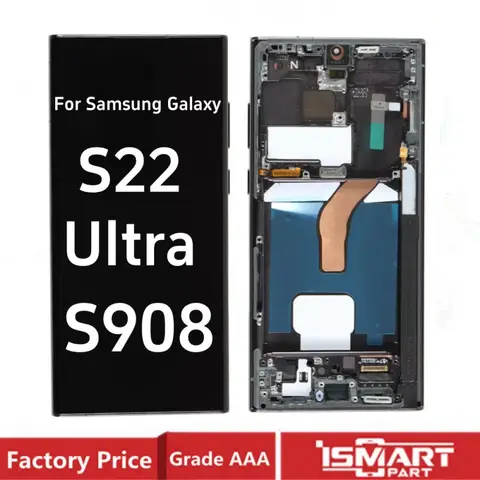 OLED/TFT S908B LCD Samsung Galaxy S22 Ultra 5G Ekran dokunmatik ekranlı sayısallaştırıcı grup S908E S22U 6.78 "LCD Onarım Parçaları