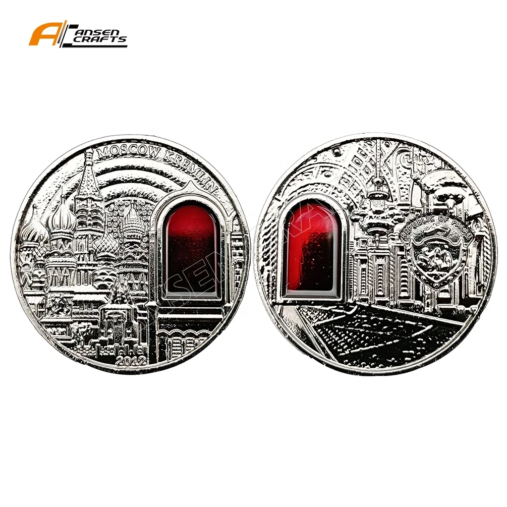 Custom 3D ZincAlloy Metal Coin Gray Color Souvenir Badges Silver Planted Coin Symmetrical Coin