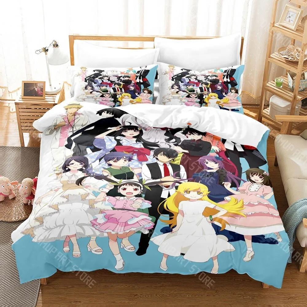 3D Printed Monogatari Araragi Koyomi Bedding Set for Boys Girls Duvet Cover Pillowcase Twin Queen King Full Single Double Sizes