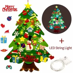 DIY Felt Christmas Tree, Merry Christmas with LED String Lights for Kids Xmas Gifts Christmas Home Decor New Year Party Supplies